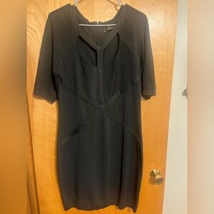 Kardashian Kollection Bandage Black Dress Women’s XL Bodycon Cutout Short Sleeve